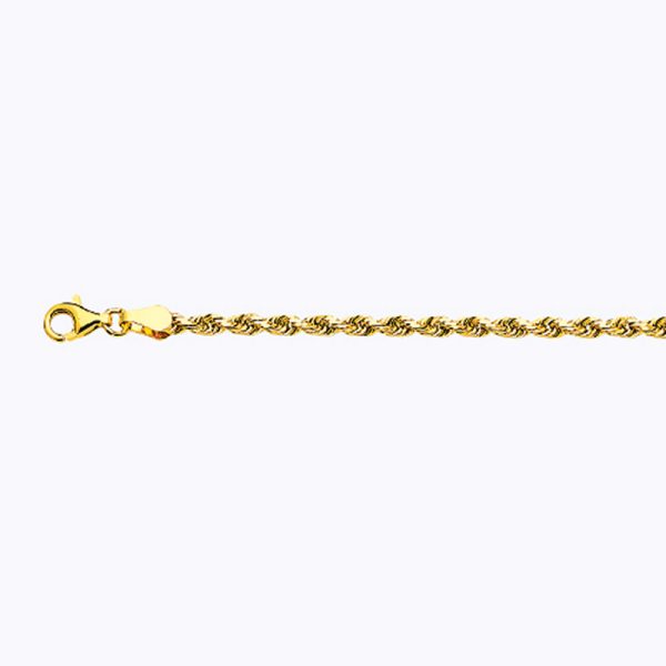 14K 3MM YELLOW GOLD SOLID DC ROPE 26" CHAIN NECKLACE (AVAILABLE IN LENGTHS 7" - 30") - Image 2