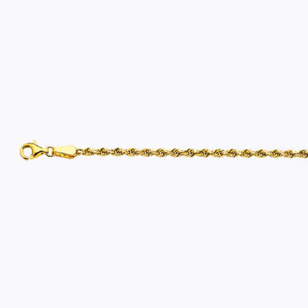 18K 2.5MM YELLOW GOLD SOLID DC ROPE 16" CHAIN NECKLACE (AVAILABLE IN LENGTHS 7" - 30") - Image 2