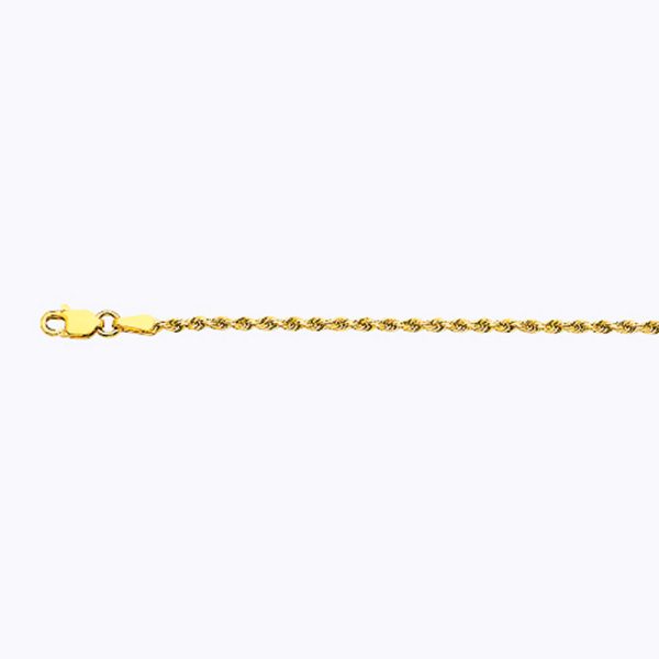 14K 2MM YELLOW GOLD SOLID DC ROPE 18" CHAIN NECKLACE (AVAILABLE IN LENGTHS 7" - 30") - Image 2