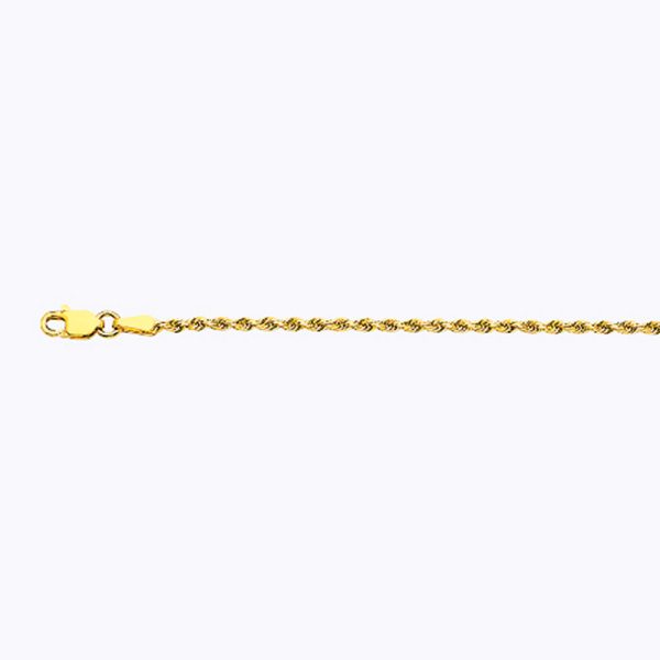 18K 2MM YELLOW GOLD SOLID DC ROPE 28" CHAIN NECKLACE (AVAILABLE IN LENGTHS 7" - 30") - Image 2