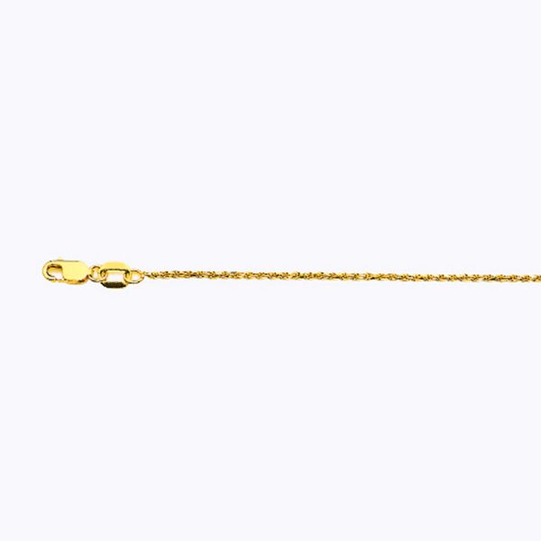 18K 1MM YELLOW GOLD SOLID DC ROPE 7.5" CHAIN BRACELET (AVAILABLE IN LENGTHS 7" - 30")