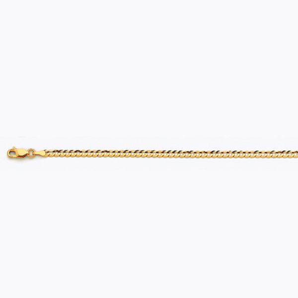 14K 3MM YELLOW GOLD SOLID CURB 18" CHAIN NECKLACE (AVAILABLE IN LENGTHS 7" - 30") - Image 3