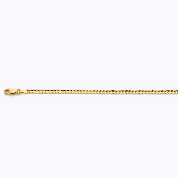 10K 3MM YELLOW GOLD SOLID CURB 30" CHAIN NECKLACE (AVAILABLE IN LENGTHS 7" - 30") - Image 3