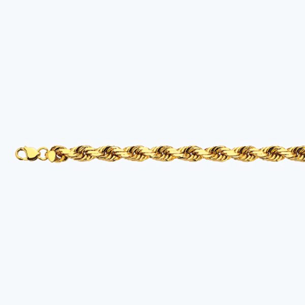 18K 12MM YELLOW GOLD SOLID DC ROPE 8" CHAIN BRACELET (AVAILABLE IN LENGTHS 7" - 30")