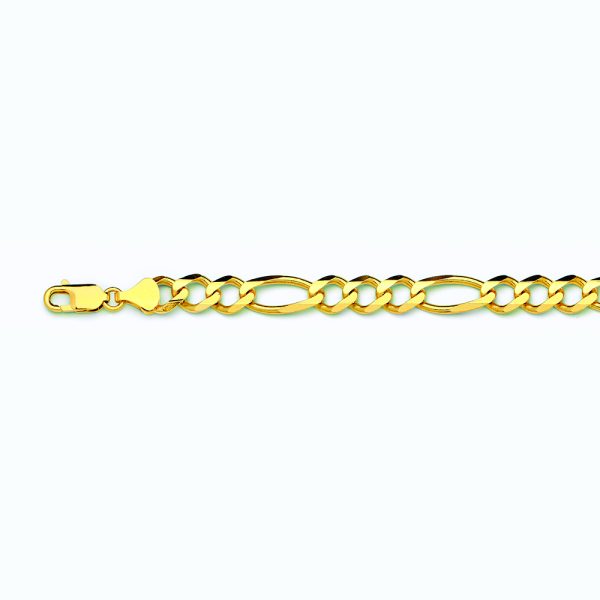 10K 9.5MM YELLOW GOLD SOLID FIGARO 24" CHAIN NECKLACE (AVAILABLE IN LENGTHS 7" - 30")