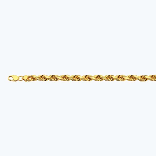 18K 10MM YELLOW GOLD SOLID DC ROPE 8" CHAIN BRACELET (AVAILABLE IN LENGTHS 7" - 30")