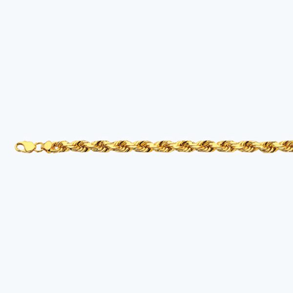 10K 10MM YELLOW GOLD SOLID DC ROPE 16" CHAIN NECKLACE (AVAILABLE IN LENGTHS 7" - 30") - Image 2