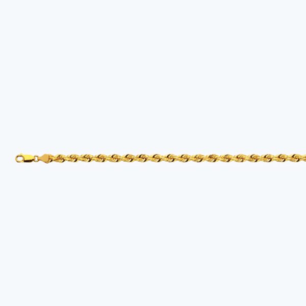 10K 6MM YELLOW GOLD SOLID DC ROPE 26" CHAIN NECKLACE (AVAILABLE IN LENGTHS 7" - 30") - Image 2