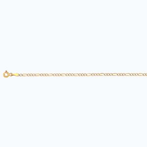 10K 2MM YELLOW GOLD SOLID PAVE FIGARO 18" CHAIN NECKLACE (AVAILABLE IN LENGTHS 7" - 30")