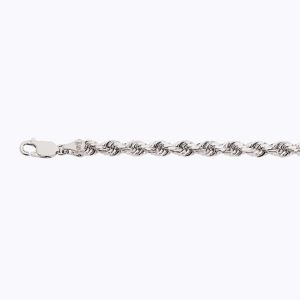10K 5MM WHITE GOLD SOLID DC ROPE 9" CHAIN BRACELET (AVAILABLE IN LENGTHS 7" - 30")