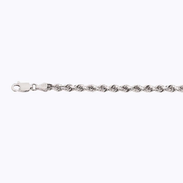 14K 3.5MM WHITE GOLD SOLID DC ROPE 18" CHAIN NECKLACE (AVAILABLE IN LENGTHS 7" - 30") - Image 2