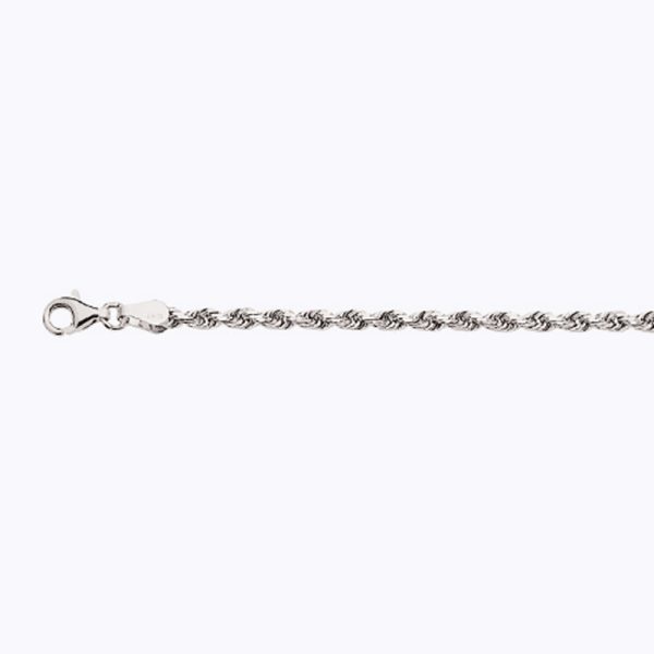 14K 3MM WHITE GOLD SOLID DC ROPE 20" CHAIN NECKLACE (AVAILABLE IN LENGTHS 7" - 30") - Image 2