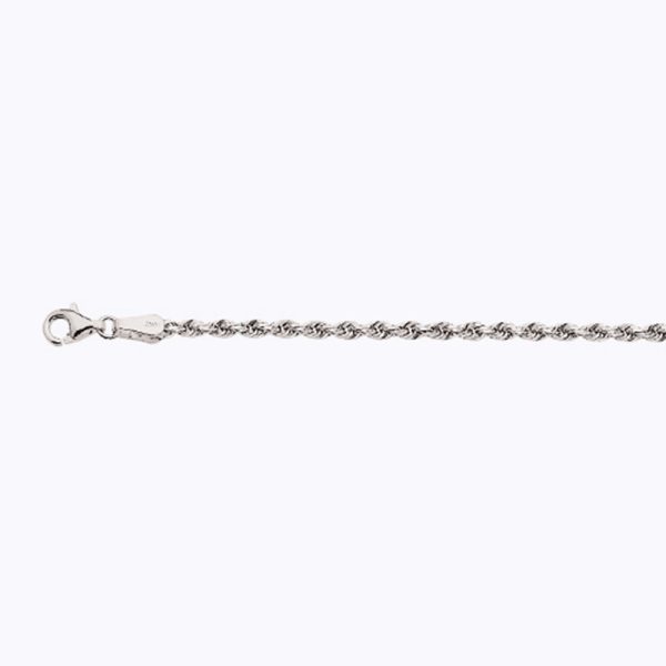 10K 2.5MM WHITE GOLD SOLID DC ROPE 22" CHAIN NECKLACE (AVAILABLE IN LENGTHS 7" - 30") - Image 2