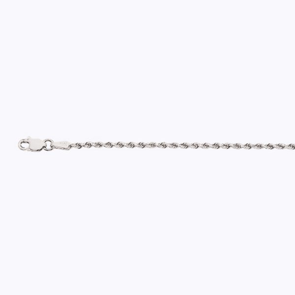 10K 2MM WHITE GOLD SOLID DC ROPE 18" CHAIN NECKLACE (AVAILABLE IN LENGTHS 7" - 30") - Image 2