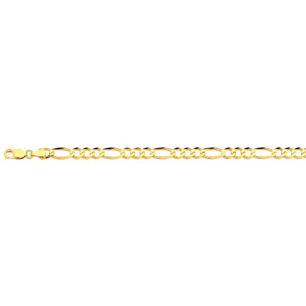 14K 6.5MM YELLOW GOLD SOLID FIGARO 18" CHAIN NECKLACE (AVAILABLE IN LENGTHS 7" - 30") - Image 2