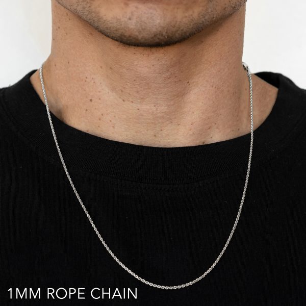 10K 1MM WHITE GOLD SOLID DC ROPE 30" CHAIN NECKLACE (AVAILABLE IN LENGTHS 7" - 30")