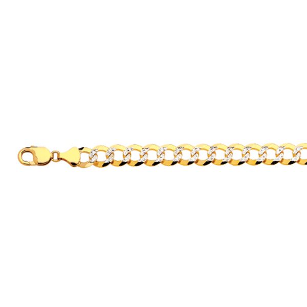 14K 11MM YELLOW GOLD SOLID PAVE CURB 16" CHAIN NECKLACE (AVAILABLE IN LENGTHS 7" - 30") - Image 2