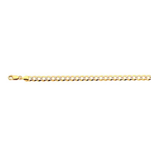 14K 5.5MM YELLOW GOLD SOLID PAVE CURB 24" CHAIN NECKLACE (AVAILABLE IN LENGTHS 7" - 30") - Image 3