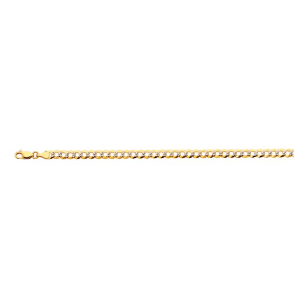 10K 4.5MM YELLOW GOLD SOLID PAVE CURB 28" CHAIN NECKLACE (AVAILABLE IN LENGTHS 7" - 30") - Image 2