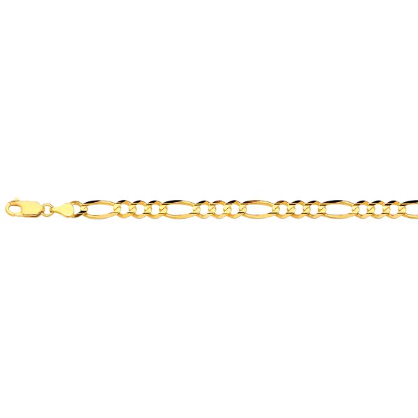 14K 5.5MM YELLOW GOLD SOLID FIGARO 18" CHAIN NECKLACE (AVAILABLE IN LENGTHS 7" - 30") - Image 2