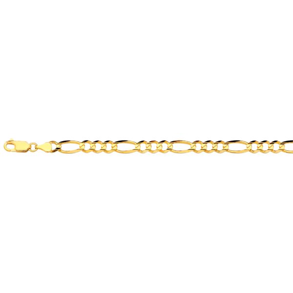 10K 5.5MM YELLOW GOLD SOLID FIGARO 20" CHAIN NECKLACE (AVAILABLE IN LENGTHS 7" - 30") - Image 2