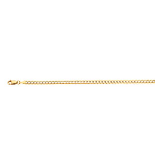 10K 3.5MM YELLOW GOLD SOLID PAVE CURB 22" CHAIN NECKLACE (AVAILABLE IN LENGTHS 7" - 30") - Image 2