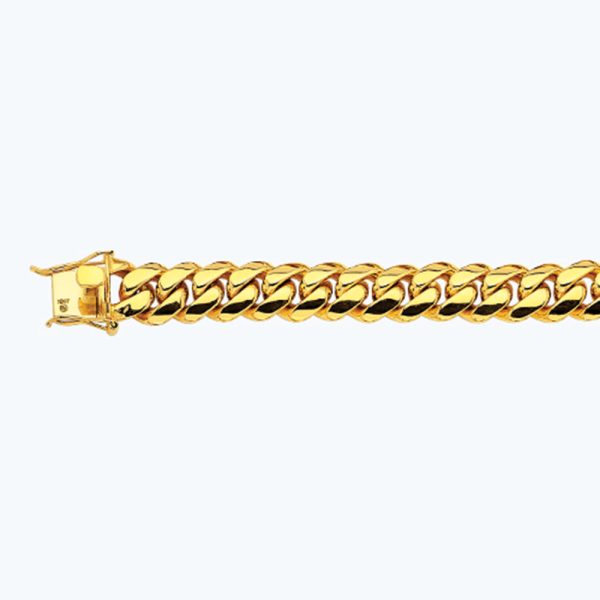 10K 14MM YELLOW GOLD SOLID MIAMI CUBAN 20" CHAIN NECKLACE (AVAILABLE IN LENGTHS 7" - 30")