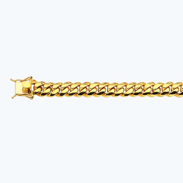 18K 12MM YELLOW GOLD SOLID MIAMI CUBAN 8.5" CHAIN BRACELET (AVAILABLE IN LENGTHS 7" - 30")