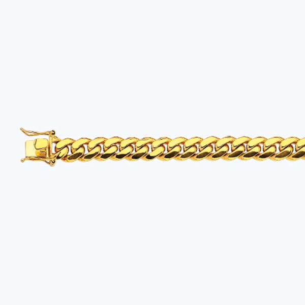 14K 11MM YELLOW GOLD SOLID MIAMI CUBAN 22" CHAIN NECKLACE (AVAILABLE IN LENGTHS 7" - 30")