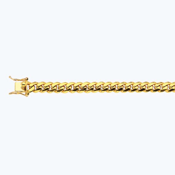 14K 9MM YELLOW GOLD SOLID MIAMI CUBAN 7.5" CHAIN BRACELET (AVAILABLE IN LENGTHS 7" - 30")