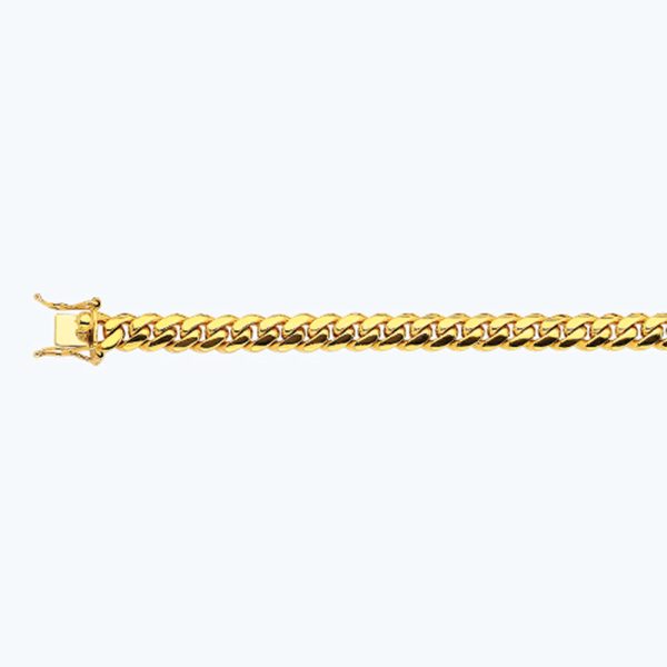 10K 7MM YELLOW GOLD SOLID MIAMI CUBAN 18" CHAIN NECKLACE (AVAILABLE IN LENGTHS 7" - 30") - Image 2