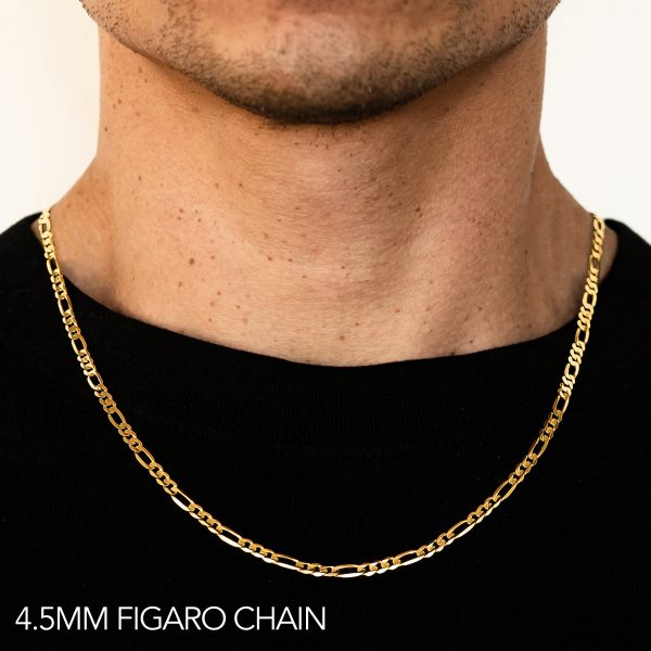 10K 4.5MM YELLOW GOLD SOLID FIGARO 22" CHAIN NECKLACE (AVAILABLE IN LENGTHS 7" - 30")