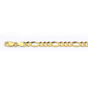 10K 4.5MM YELLOW GOLD SOLID FIGARO 7.5" CHAIN BRACELET (AVAILABLE IN LENGTHS 7" - 30")