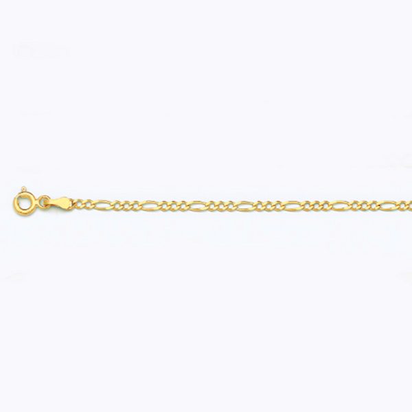 14K 2MM YELLOW GOLD SOLID FIGARO 16" CHAIN NECKLACE (AVAILABLE IN LENGTHS 7" - 30") - Image 2