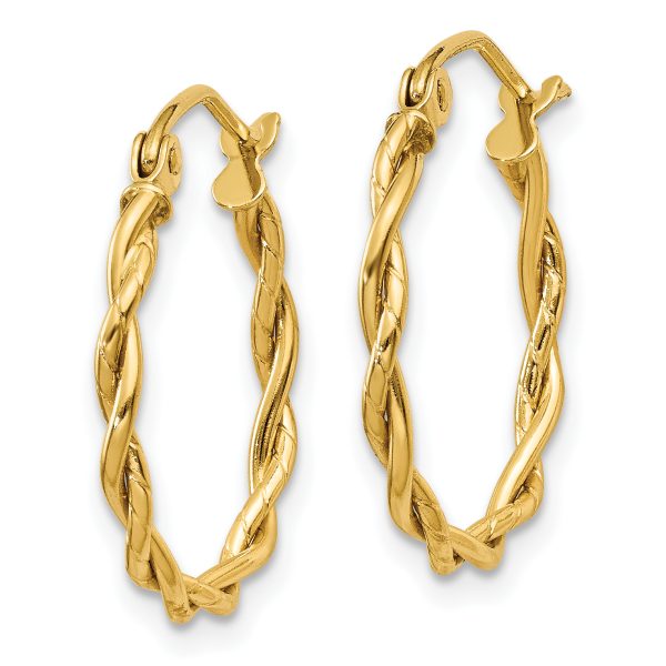10k Polished 2.25mm Twisted Hoop Earrings - Image 2