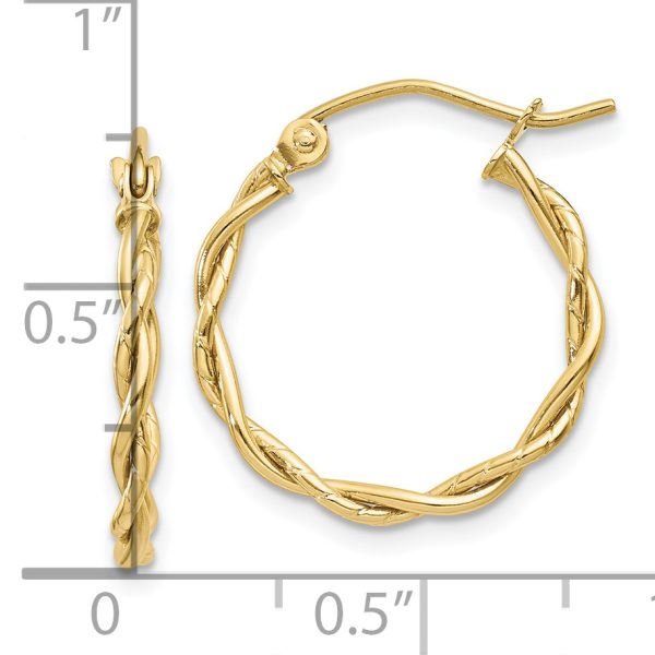 10k Polished 2.25mm Twisted Hoop Earrings - Image 3