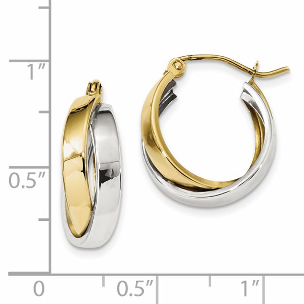 10k Two-tone Polished Double Hoop Earrings - Image 2