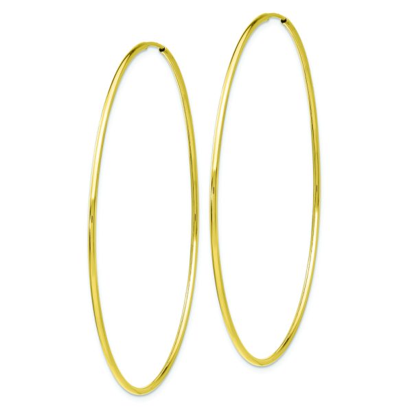 10k Polished Endless Tube Hoop Earrings - Image 2