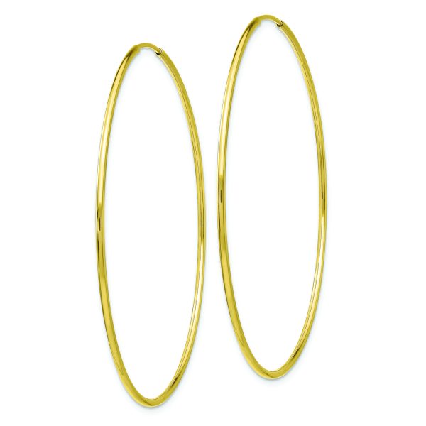 10k Polished Endless Tube Hoop Earrings - Image 2
