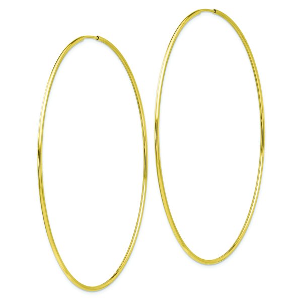 10k Polished Endless Tube Hoop Earrings - Image 2