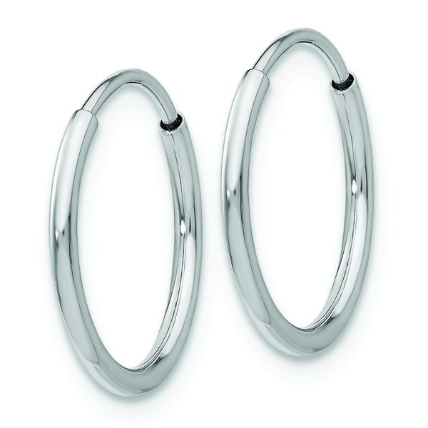 10K White Gold 1.2mm Endless Hoop Earrings - Image 2