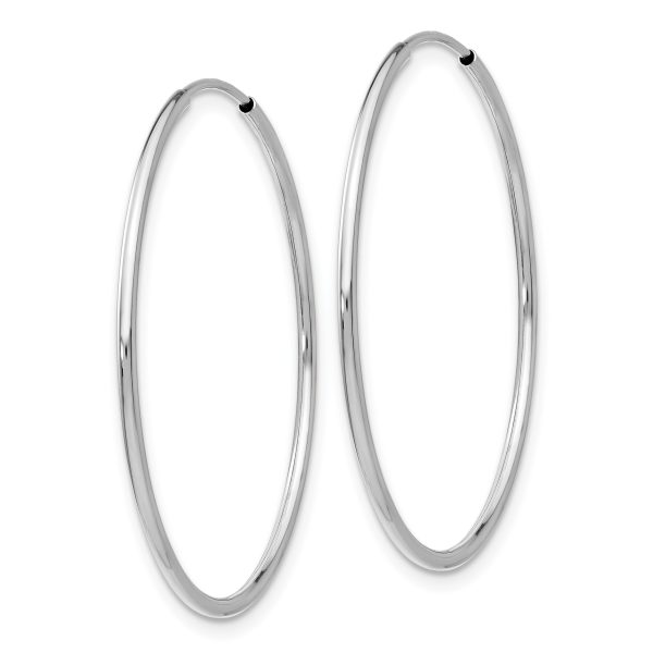 10K White Gold Endless Hoop Earrings - Image 2