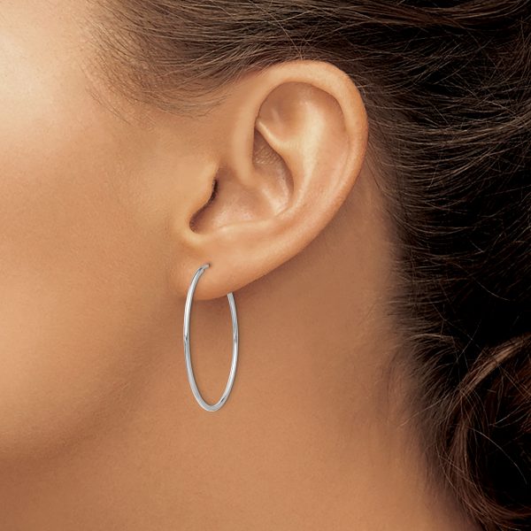 10K White Gold Endless Hoop Earrings - Image 3