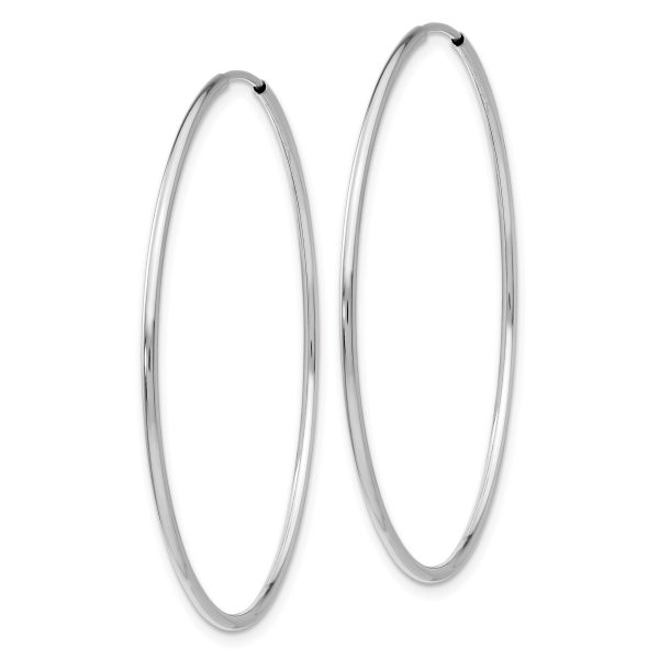 10K White Gold Endless Hoop Earrings - Image 2