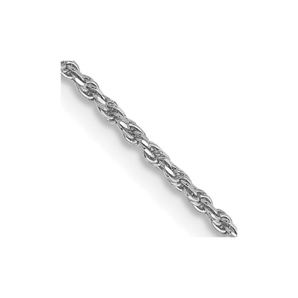 10k White Gold 1.15mm Diamond Cut Machine Made Rope Chain