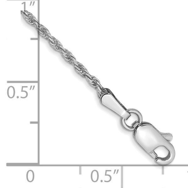 10k White Gold 1.3mm D/C Machine Made Rope Chain Anklet - Image 2