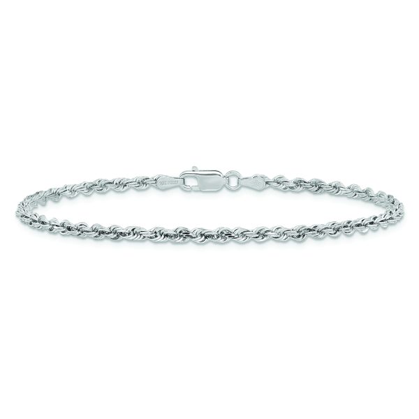 10k White Gold 2.75mm D/C Quadruple Rope Chain - Image 2