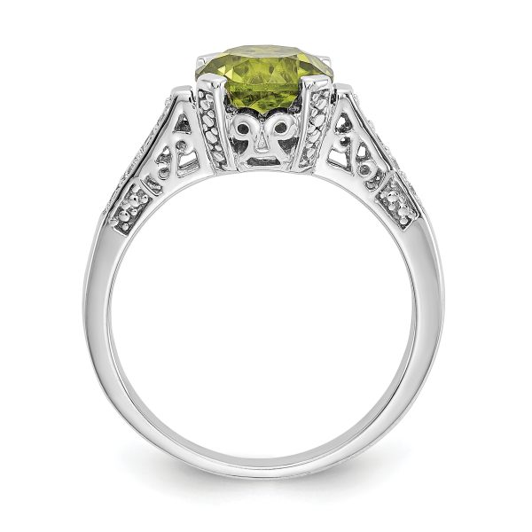 10k White Gold Diamond and Peridot Ring - Image 2