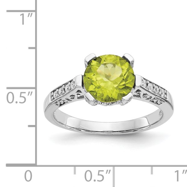 10k White Gold Diamond and Peridot Ring - Image 3