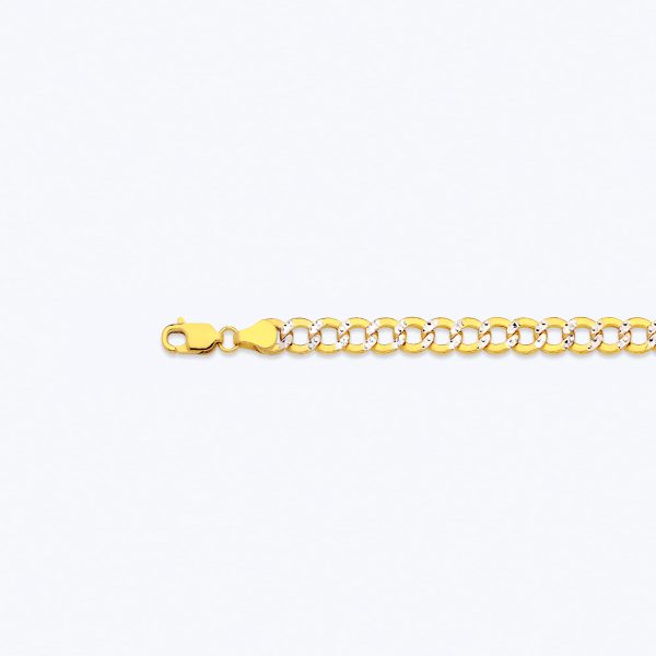 10K 5.5MM YELLOW GOLD HOLLOW PAVE CURB 18" CHAIN NECKLACE (AVAILABLE IN LENGTHS 7" - 30")